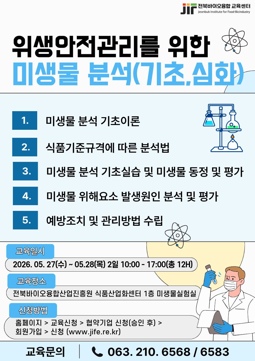 위생안전관리를 위한 미생물분석(1차)