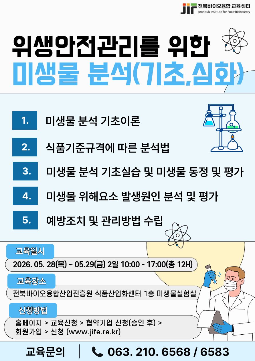 위생안전관리를 위한 미생물분석(1차)